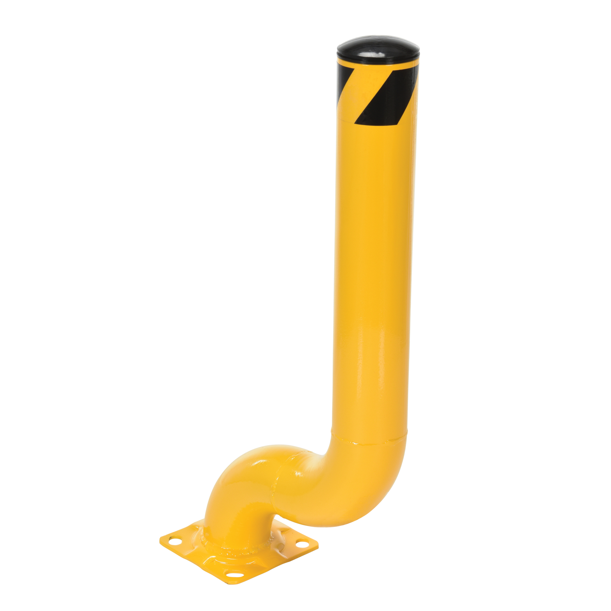 Vestil Steel Offset Bollard - 36.125in. Height, 4.5in. Dia., Yellow, Model# OBOL-35-4.5